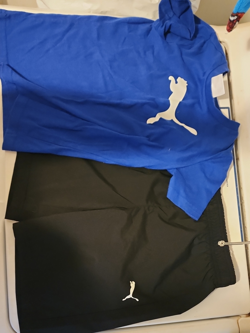 Puma Blue Tee and Black Athletic Shorts Set